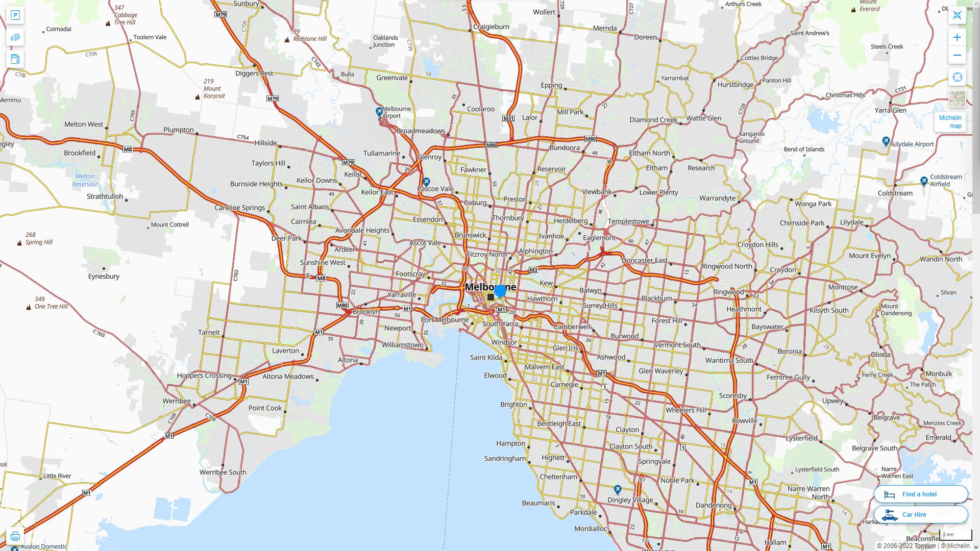 Melbourne Highway and Road Map